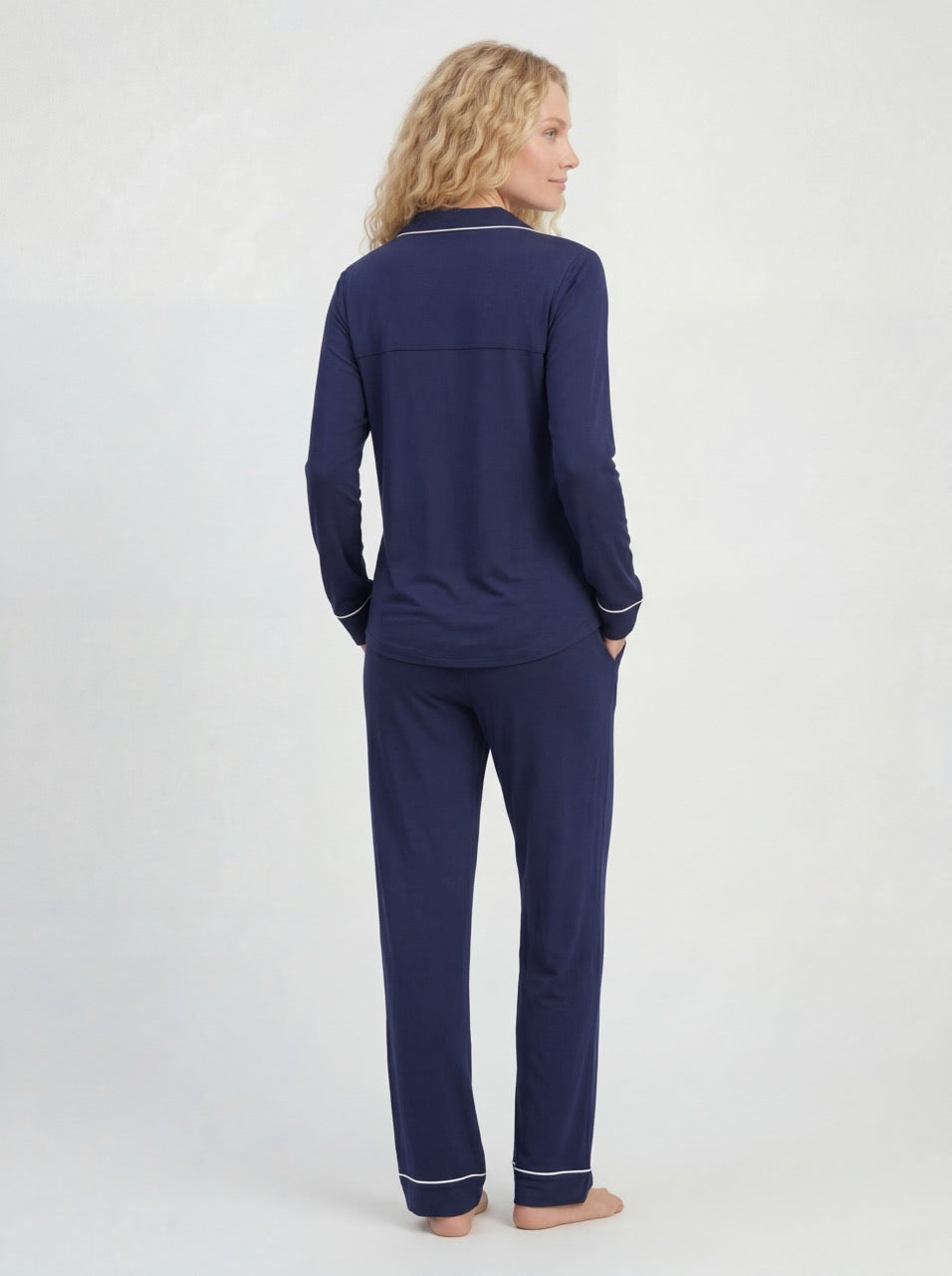 Marineblå Bambus Pyjamas